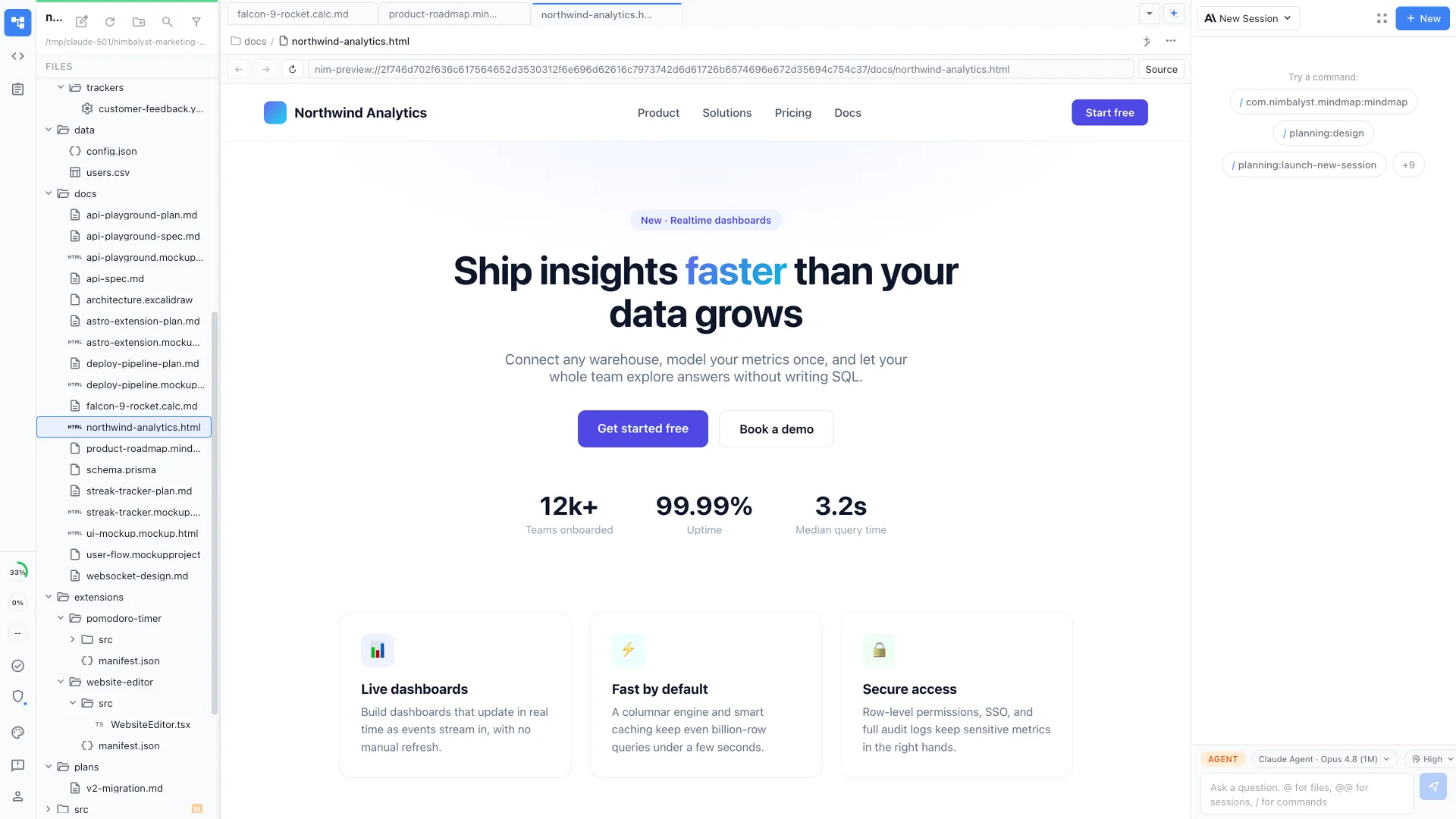 In-app browser preview with Claude Code and Codex sidebar