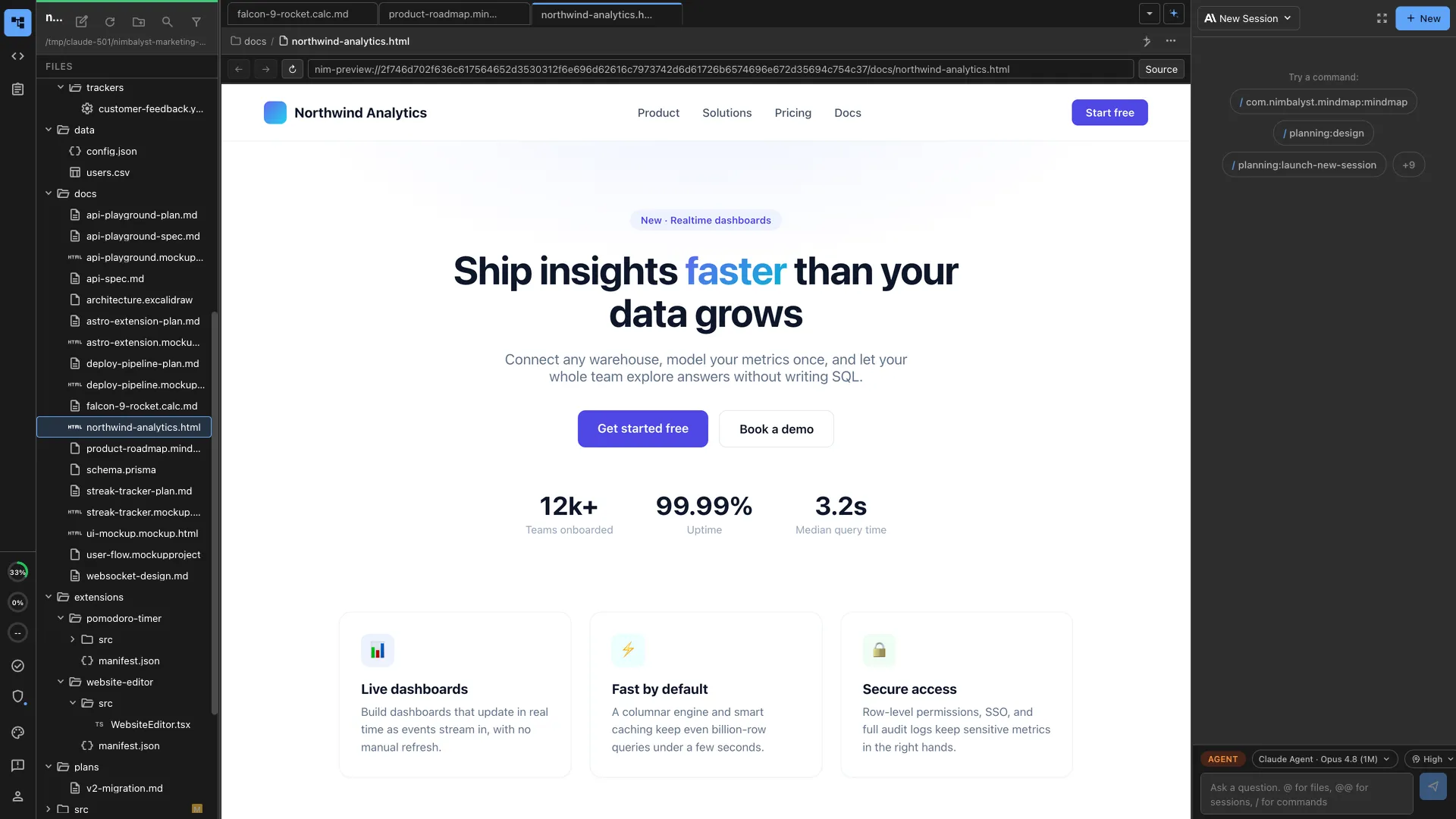 In-app browser preview with Claude Code and Codex sidebar