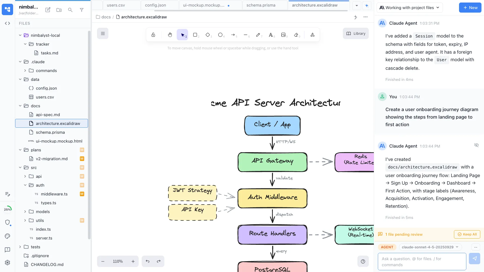 Excalidraw diagram editor with Claude Code and Codex sidebar