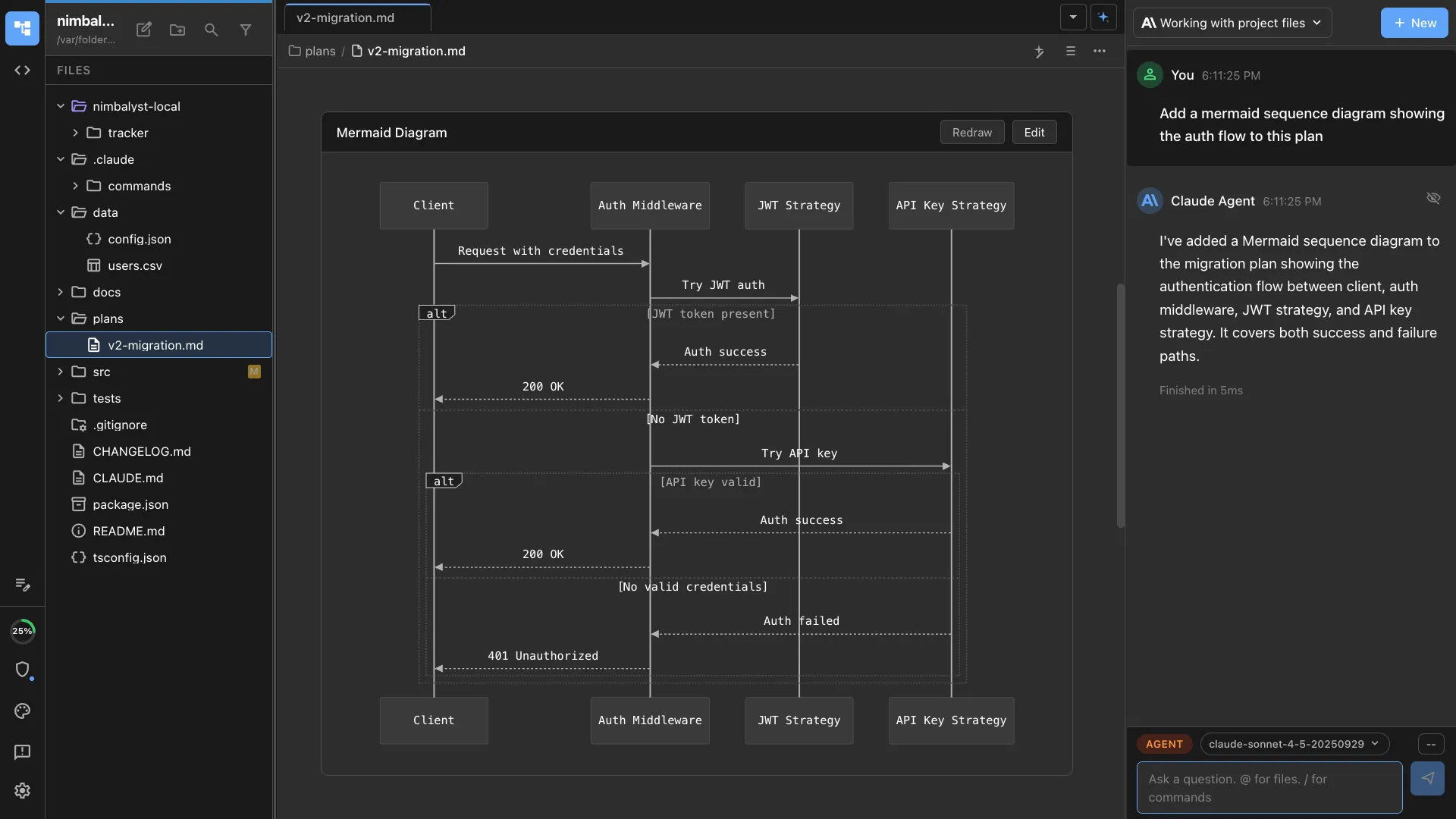 Mermaid diagram editor with Claude Code and Codex sidebar