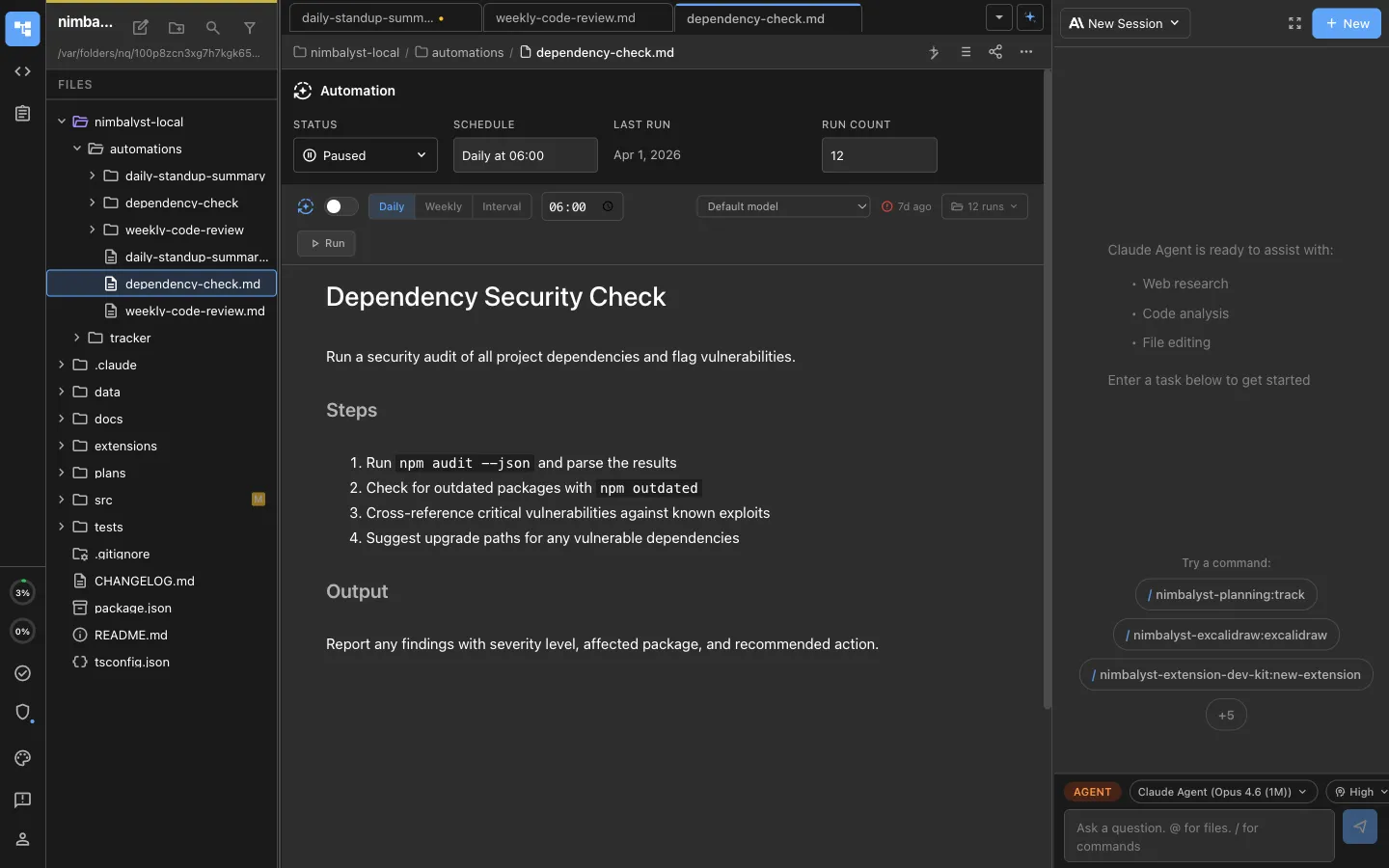 Enable, disable, and run now