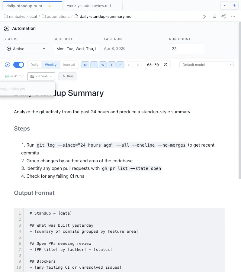 Run history and tracking
