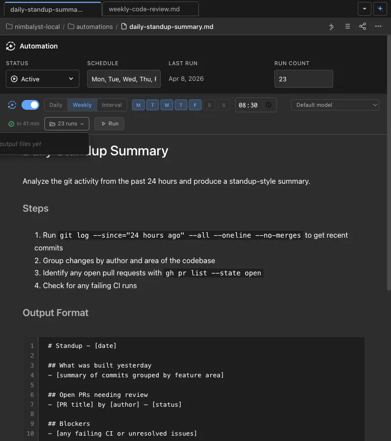 Run history and tracking