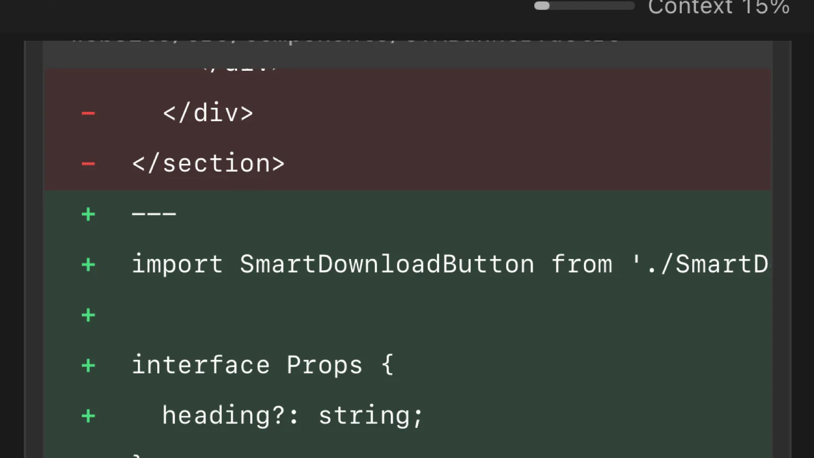 Mobile diff review screen showing file edits ready for approval