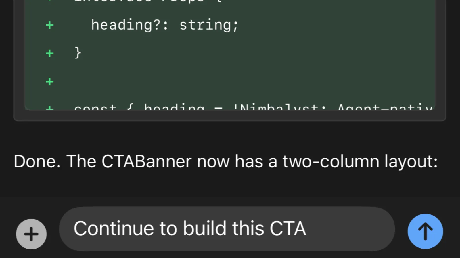 Mobile composer for resuming a session with a new instruction